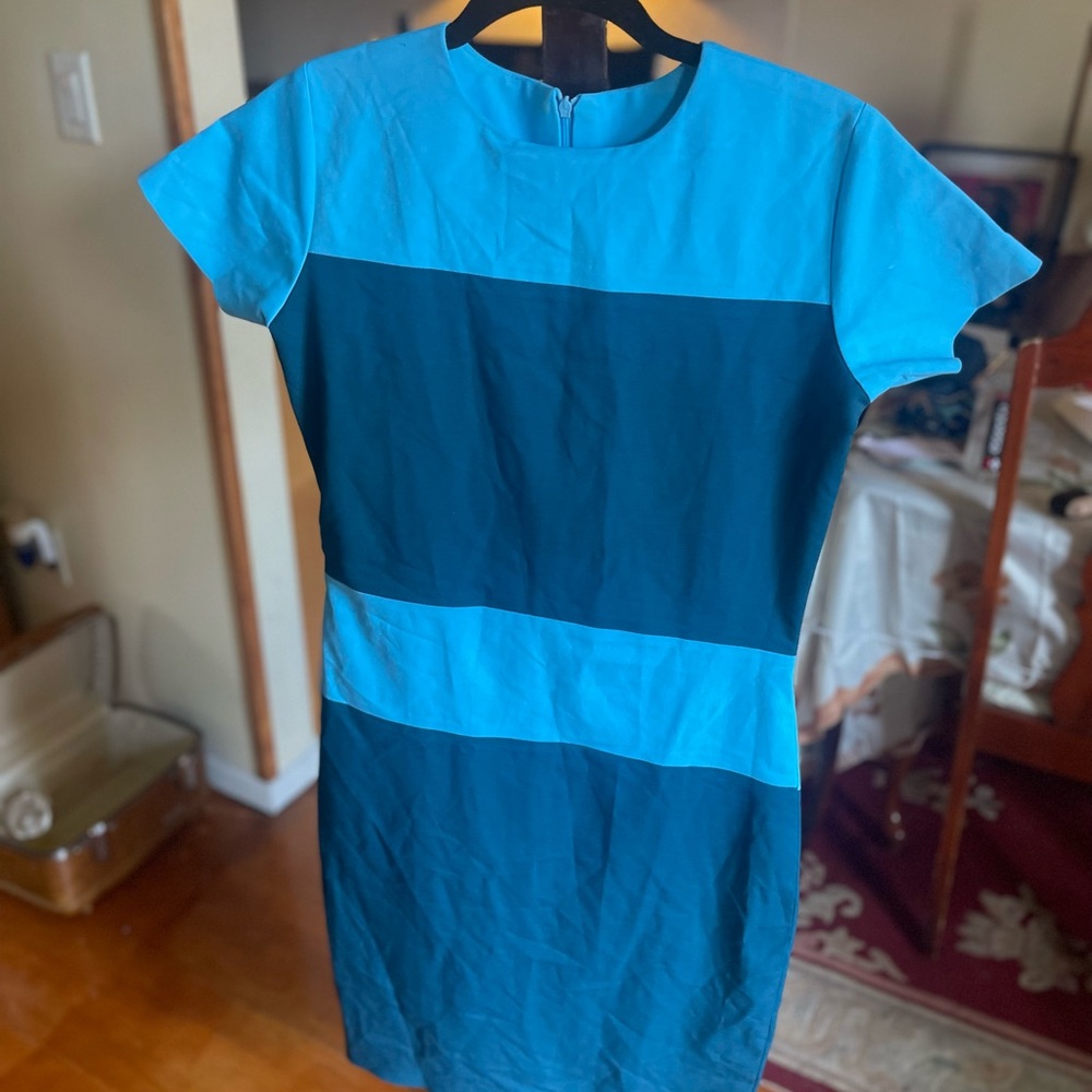 Blue and Teal Color Block Dress